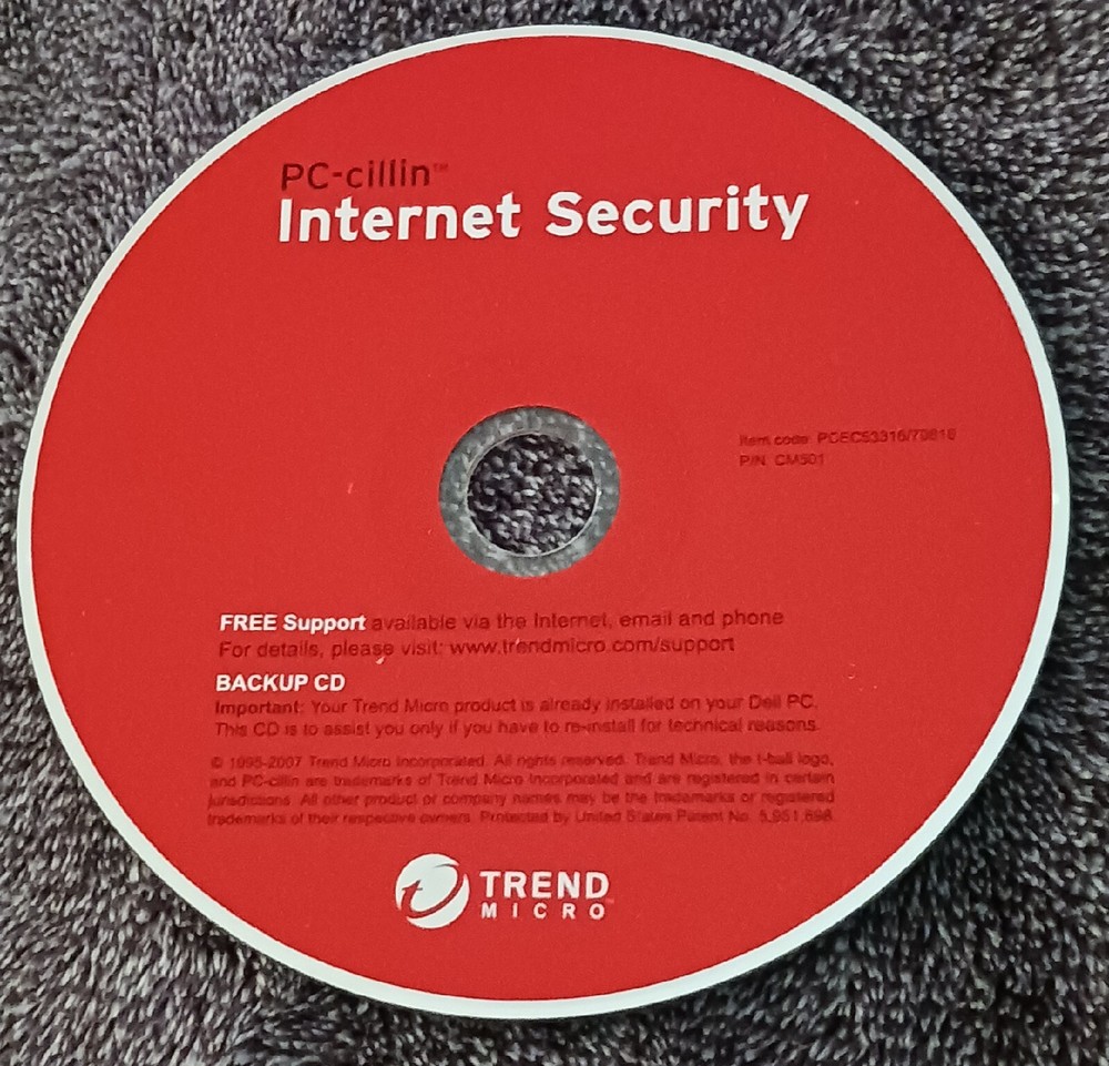 Trend Micro PC-cillin Internet Security CD-Rom Computer Software Disc