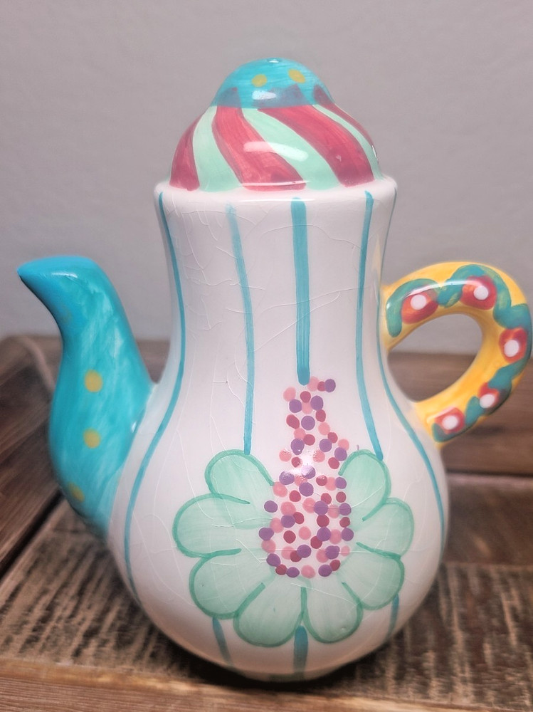 Teapot Coffee Pot Mug Tea Cup Hand Painted Ceramic Salt & Pepper Shaker