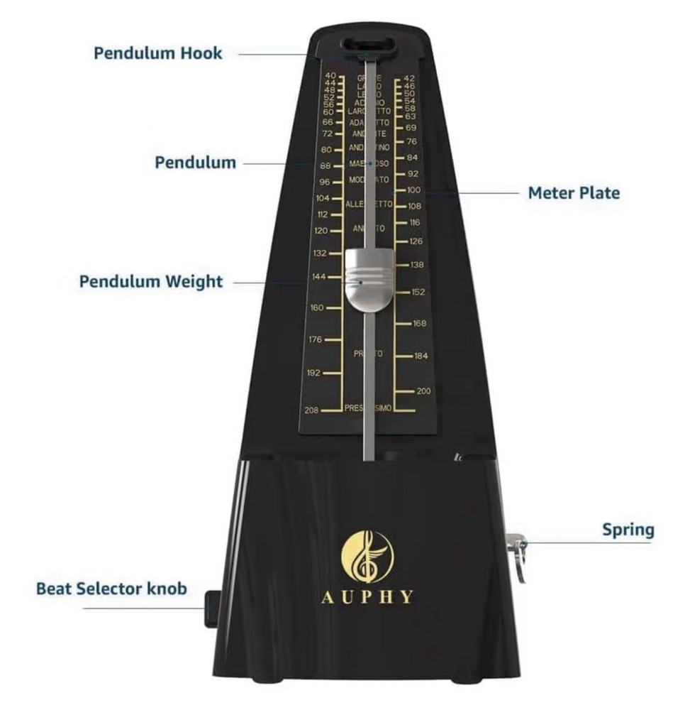 Mechanical Metronome with Accent Bell, Classic Shape, Accurate Beat, Multiple...