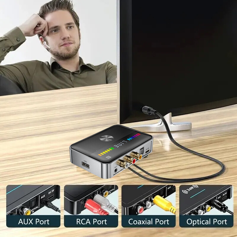 Long Range Bluetooth 5.3 Transmitter Receiver For TV Home Stereo Audio Adapter