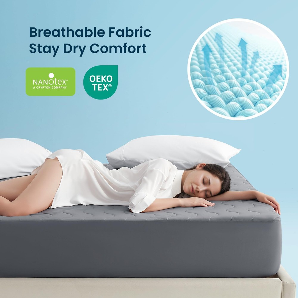 Cooling Mattress Protector Full, Waterproof Bedding Pad for Hot Sleepers, Sof...