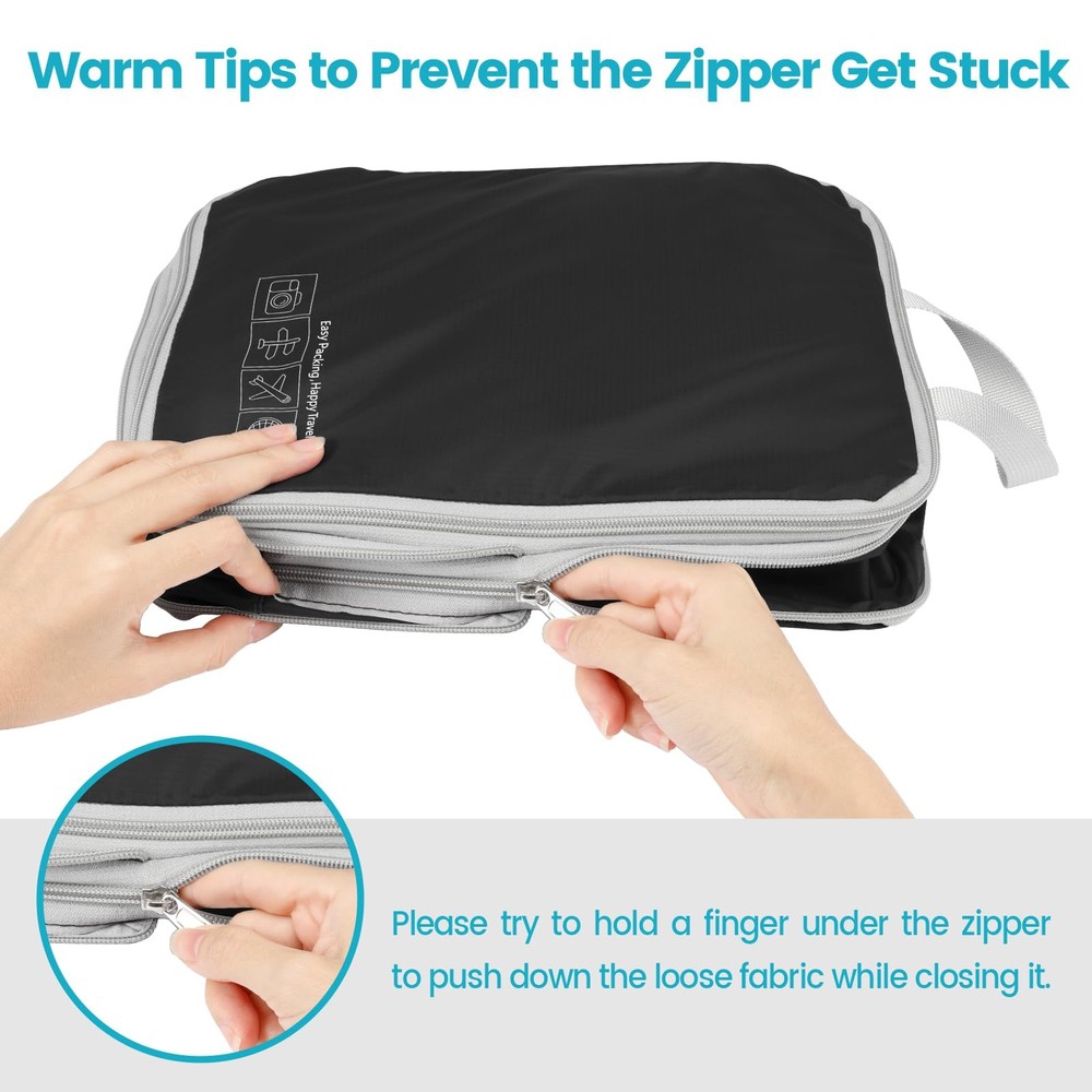Compression Packing Cubes for Travel - 5 Set Compression Cubes Luggage Suitca...