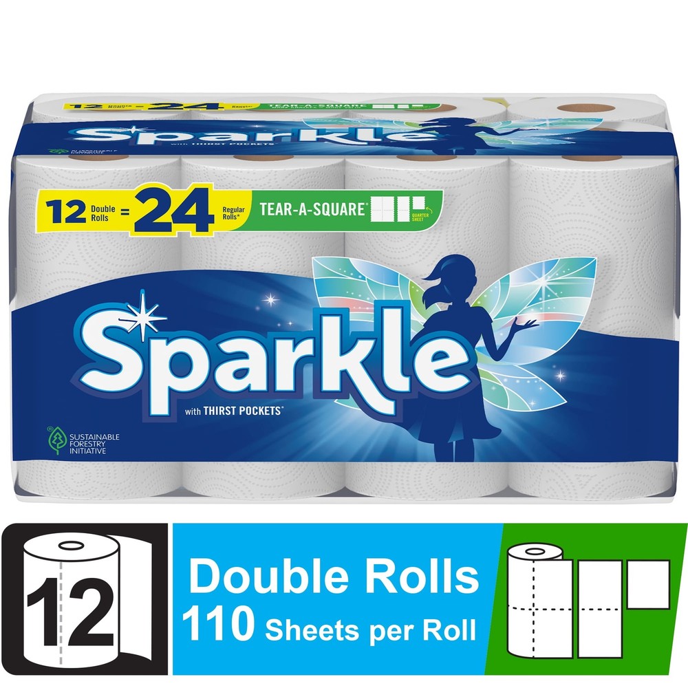 Tear-a-Square Paper Towels, 12 Double Rolls