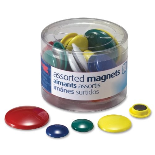 Oic Circle Handy Magnets - 30 Magnet - Assorted (OIC92500)