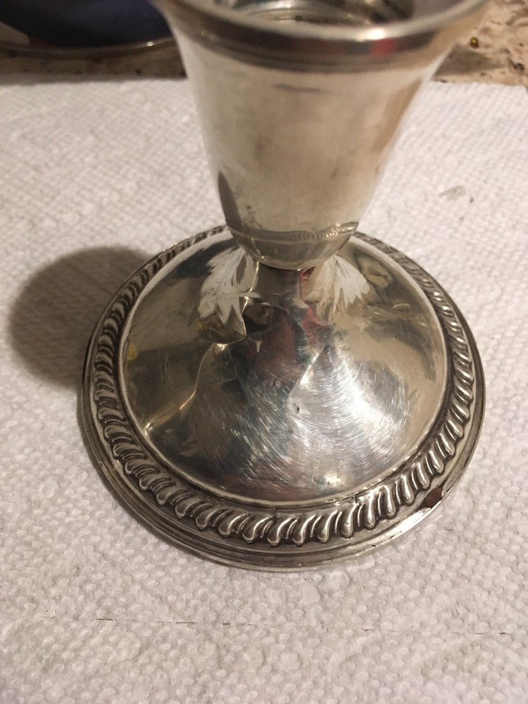 Empire Pair Rope Pattern Sterling Silver Weighted Candlesticks