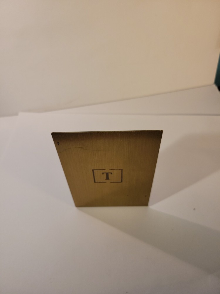 Brushed Nickel Bookend Engraved "T"