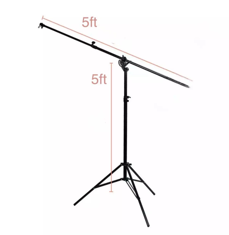 5ft Photo Studio Boom Arm Light Stand, Adjustable, Rotatable, Tripod Base