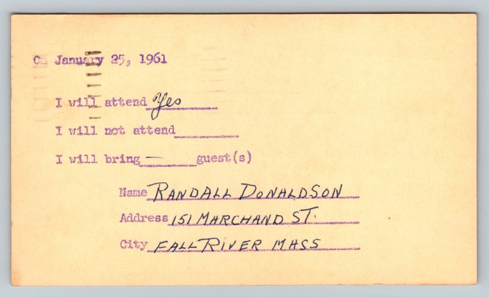 c1961 Fall River To Bridgewater MA Correctional Inst. Fire Chief Will Attend 4c