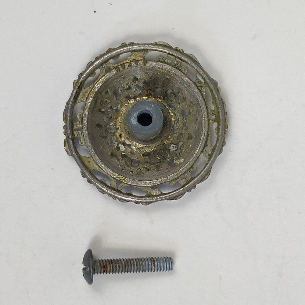 Vintage Brass Cabinet Drawer Pull Ornate Decorative Scroll Pattern 1.75"