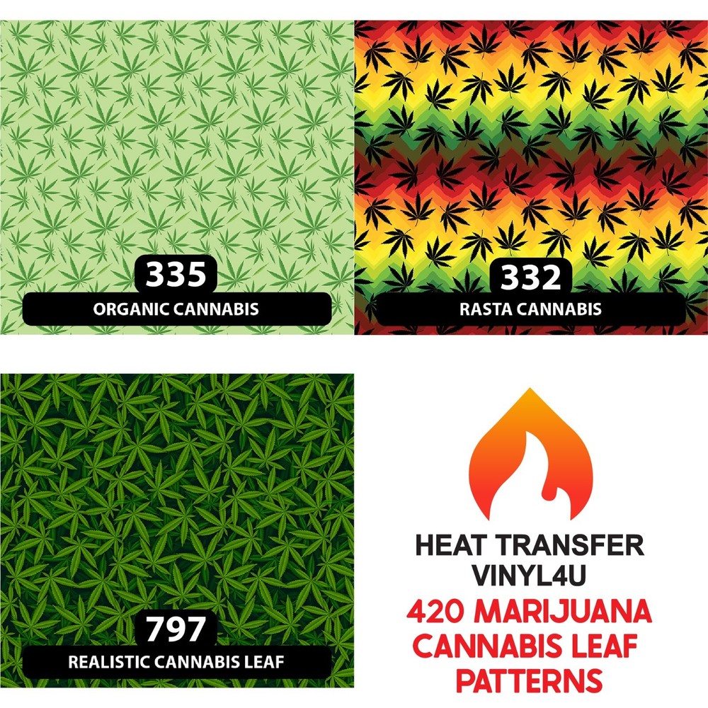 4/20 Patterned HTV for fabrics (Cannabis patterns) 13.5" ROLL **FREE SHIPPING**