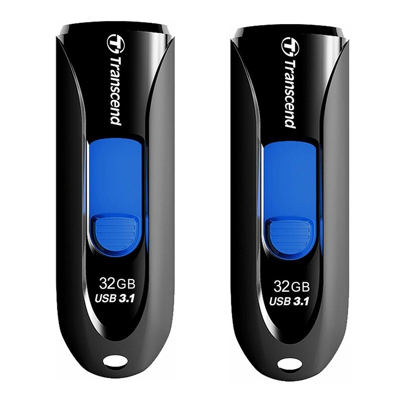 2 Pack Transcend 32GB Jetflash 790 USB 3.0 Flash Drive Memory Stick