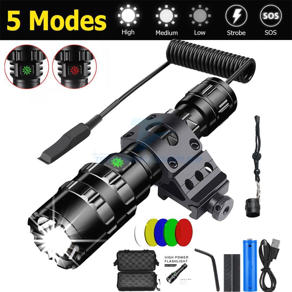 99000000 Lumens Super Bright LED Flashlight Rechargeable Work Light