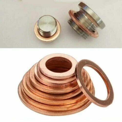 200PCS Solid Copper Crush Washer Gasket Set Flat O-Ring Seal Assortment Kits US