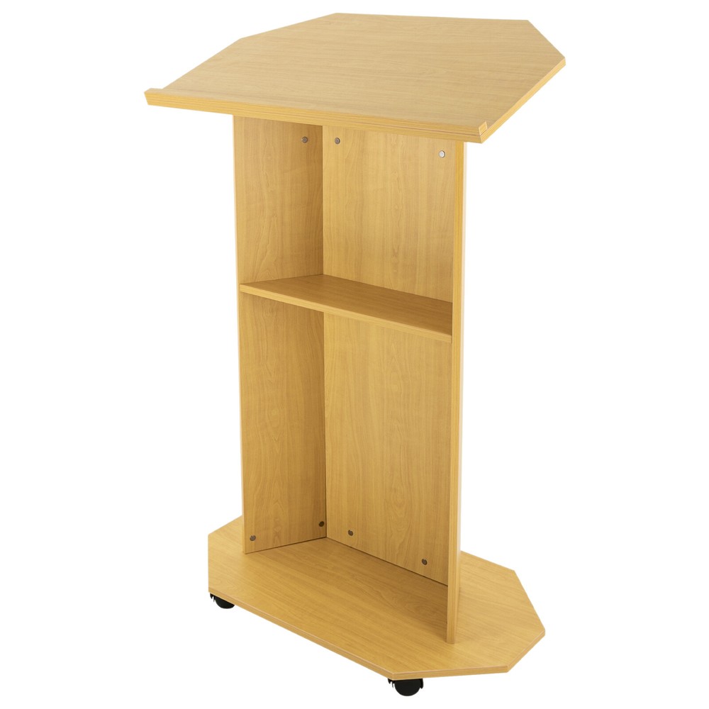 Mobile Conference Presentation Stand?Classroom Movable Podium Stand Wheeled US