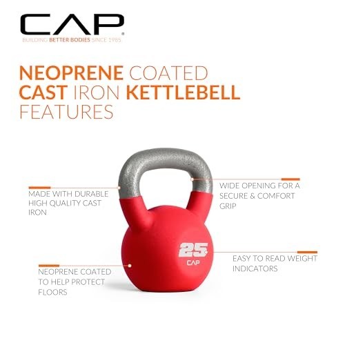 Cast Iron Kettlebell - Coated, Multiple Weights, Singles & Sets for Strength Tra