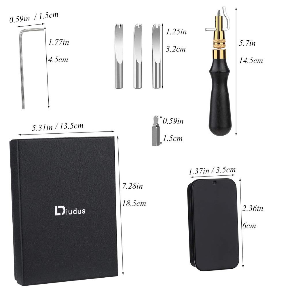 Leather Groover, Edge Burnisher, 7 in 1 Portable Adjustable...