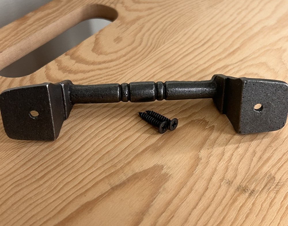 Cast Iron Drawer Cabinet Pulls Rustic Oil Rubbed 2 Pack