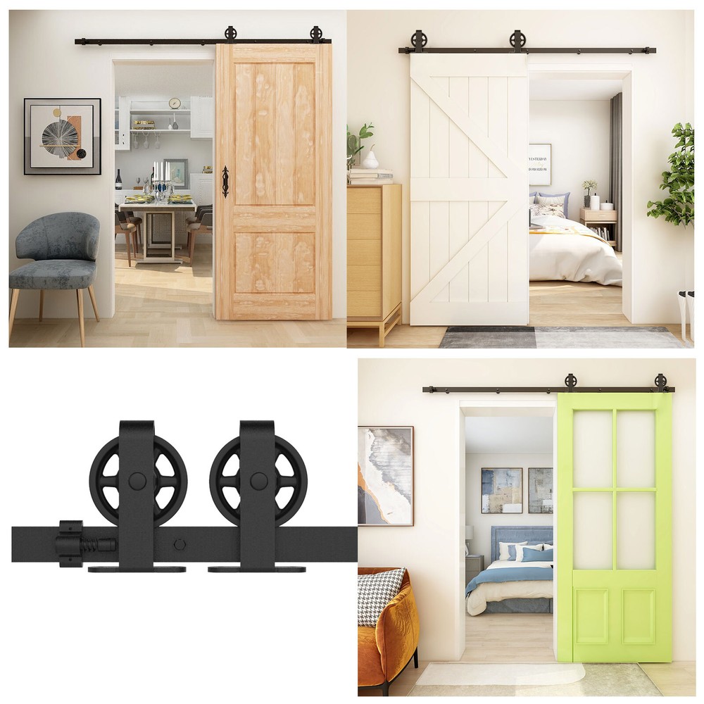 4-20FT Sliding Barn Door Hardware Kit Single Double Doors Medium Wheel RollerKit