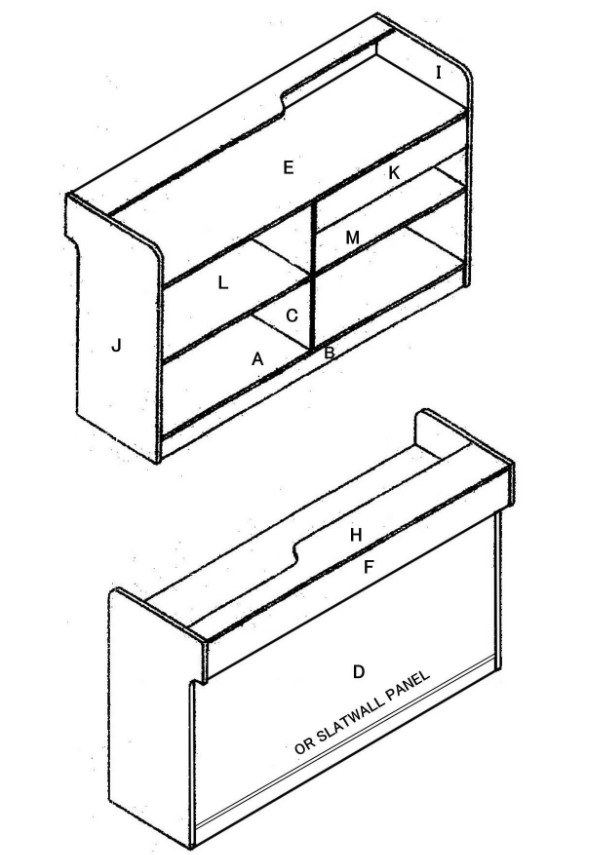 4Ft Ledgetop Counter with Slatwall Front Black