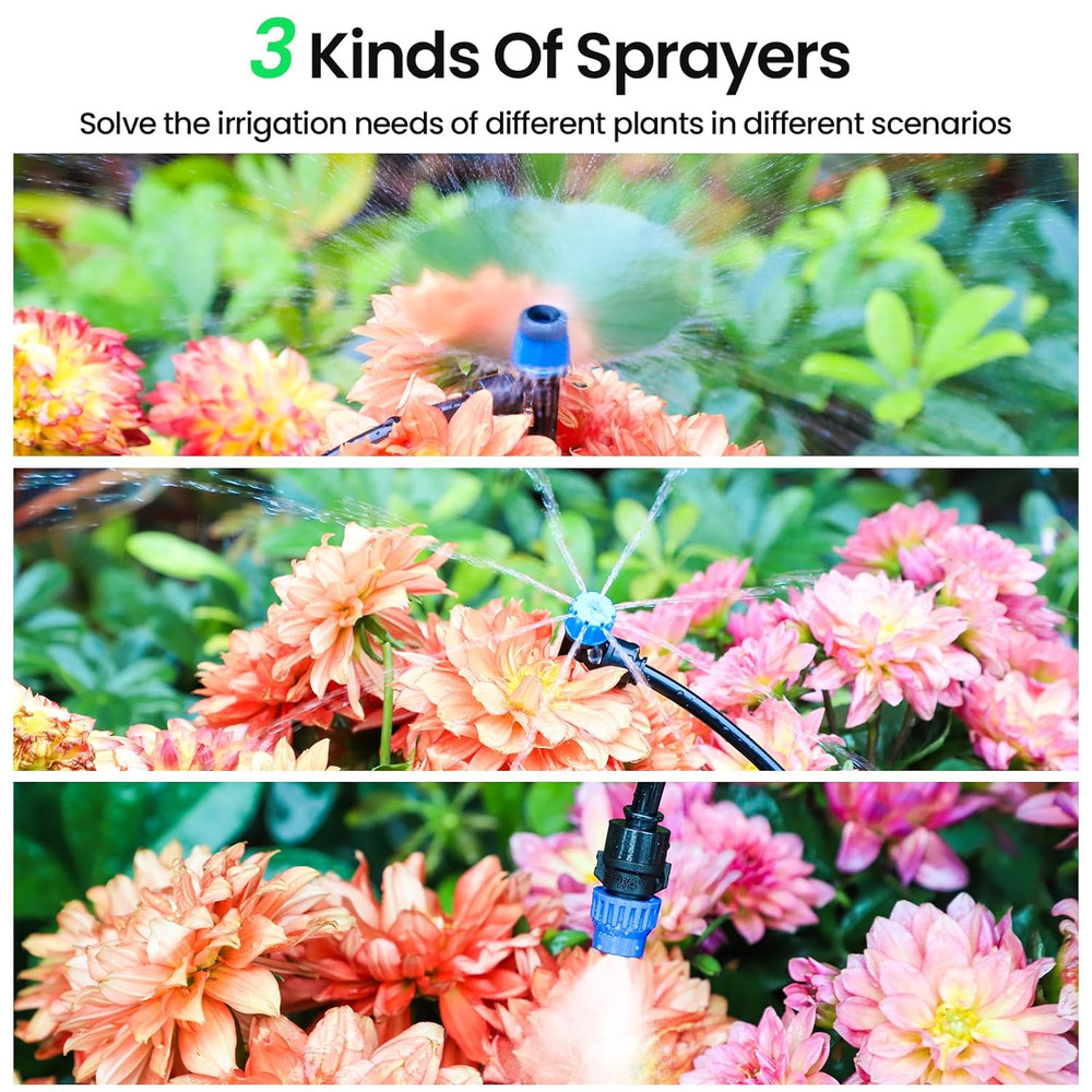 230FT Quick-Connect Drip Irrigation System Kit, Automatic Garden Watering System