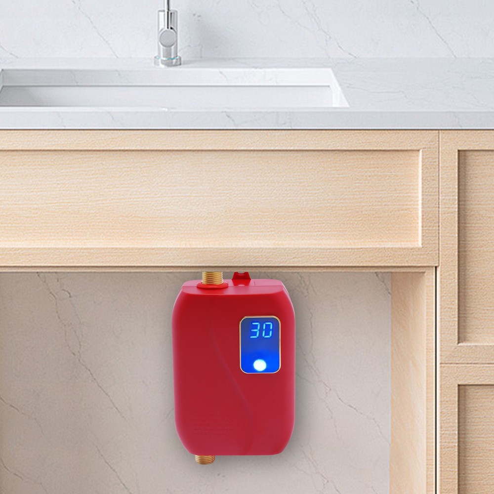 110V 3000W Under Sink Water Heater Kitchen Instant Hot Water Red US Standard