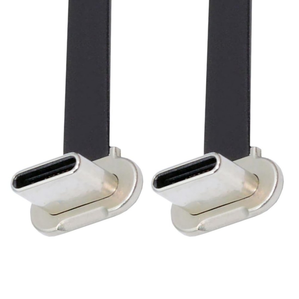 chenyang USB C Short Flat Cable 2.0 Type C Dual 90 Degree 70MM, Silver