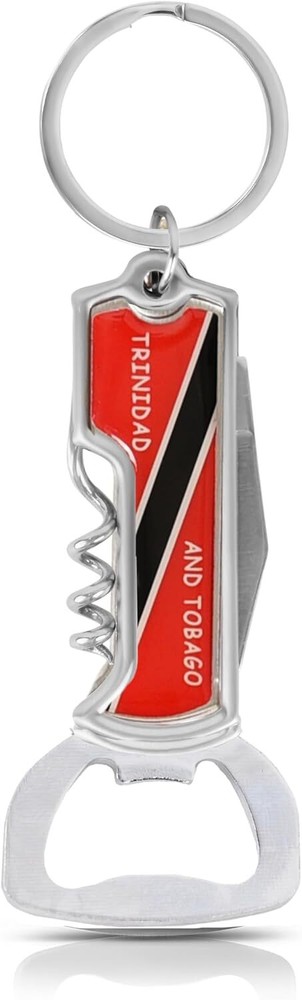 Multifunctional Bottle Opener Keychain Corkscrew Keychains-Carribean Countries