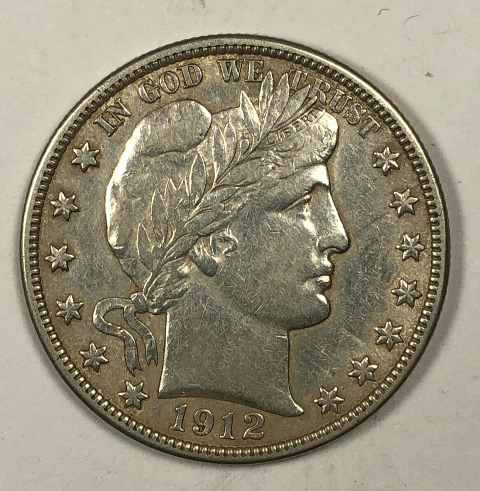 1912-D Barber 50c Half Dollar. Net Graded Sharp Extra Fine.