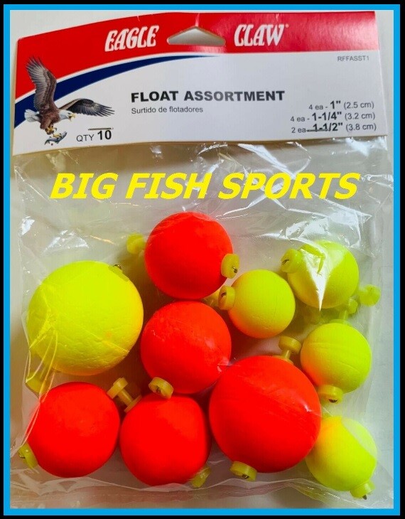 10 EAGLE CLAW FOAM FLOAT ASSORTMENT Round Floats Bobbers SNAP ON FLOAT #RFFASST1