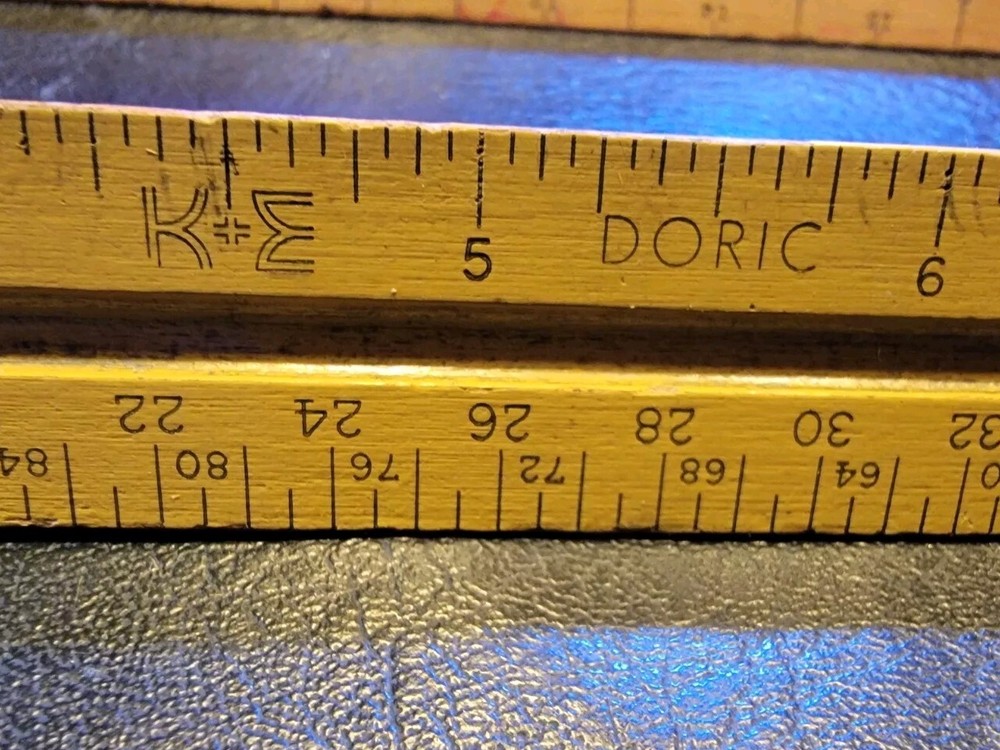 Vintage Lot Of 2 Scale Rulers 2 Triangular Architect Drafting E.B.B. & Doric