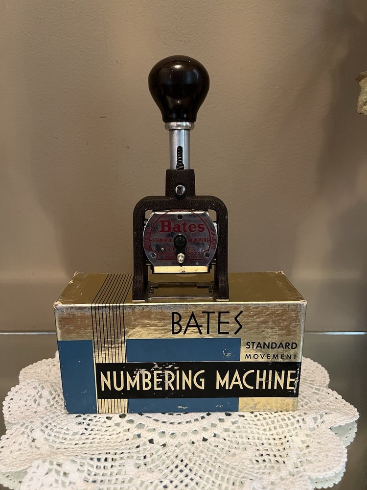 Bates Standard Movement Numbering Machine 6 Wheels CD Figures In Box