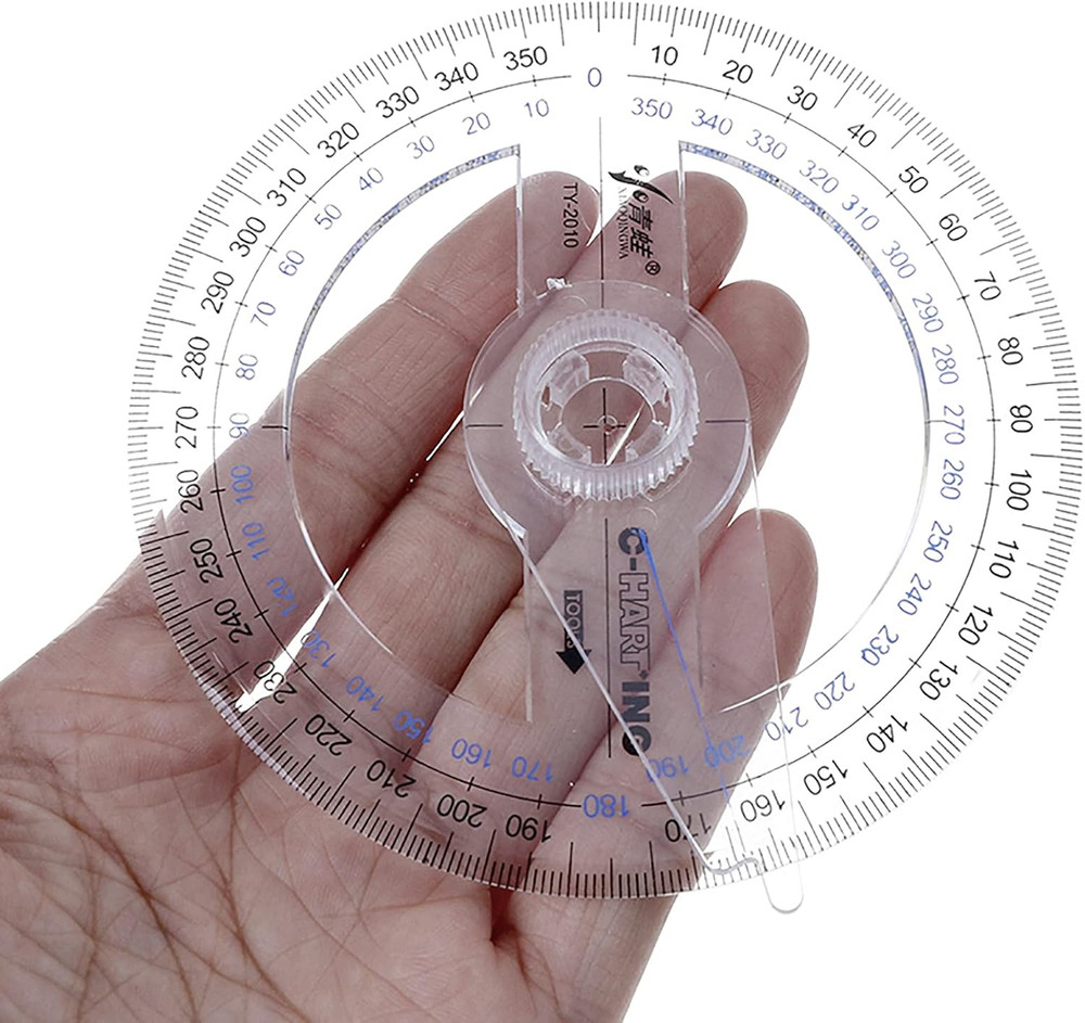 360° Protractor Pack of 2 Protactors Plastic Protractor Math Protractors Clear P