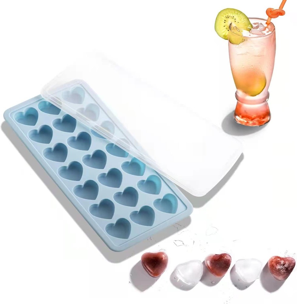 Heart Shape Ice Cube Tray, 21 Holes Silicone Ice Cube  with Removable