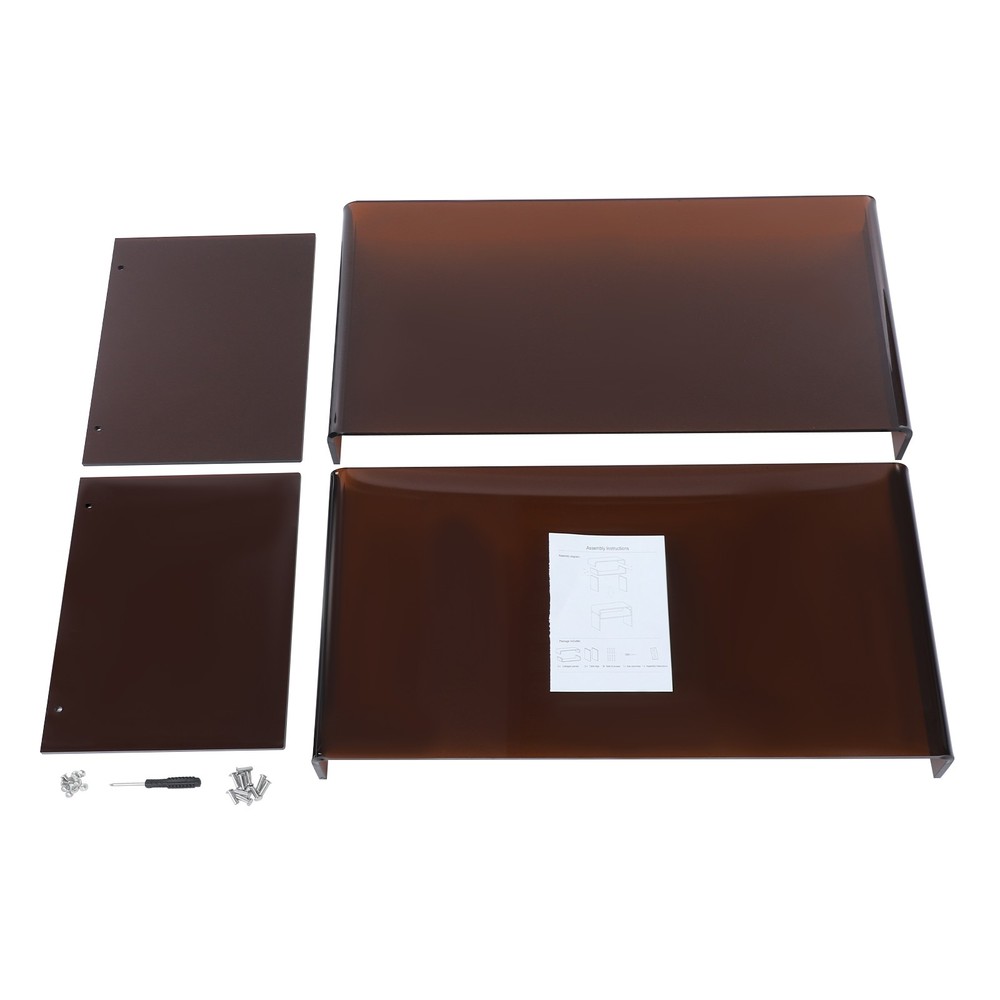 2 Tiers Modern Brown Acrylic Side Table Rectangular Coffee End Table 80*40*40cm