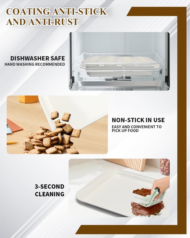 Nonstick Bakeware Set 19 PCS Stackable Pans Sheets Trays Silicone Cups