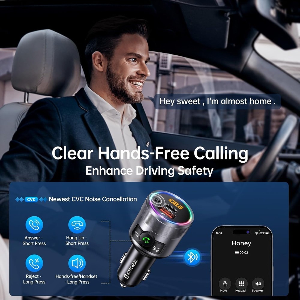 Colorful Backlit Bluetooth Car Transmitter