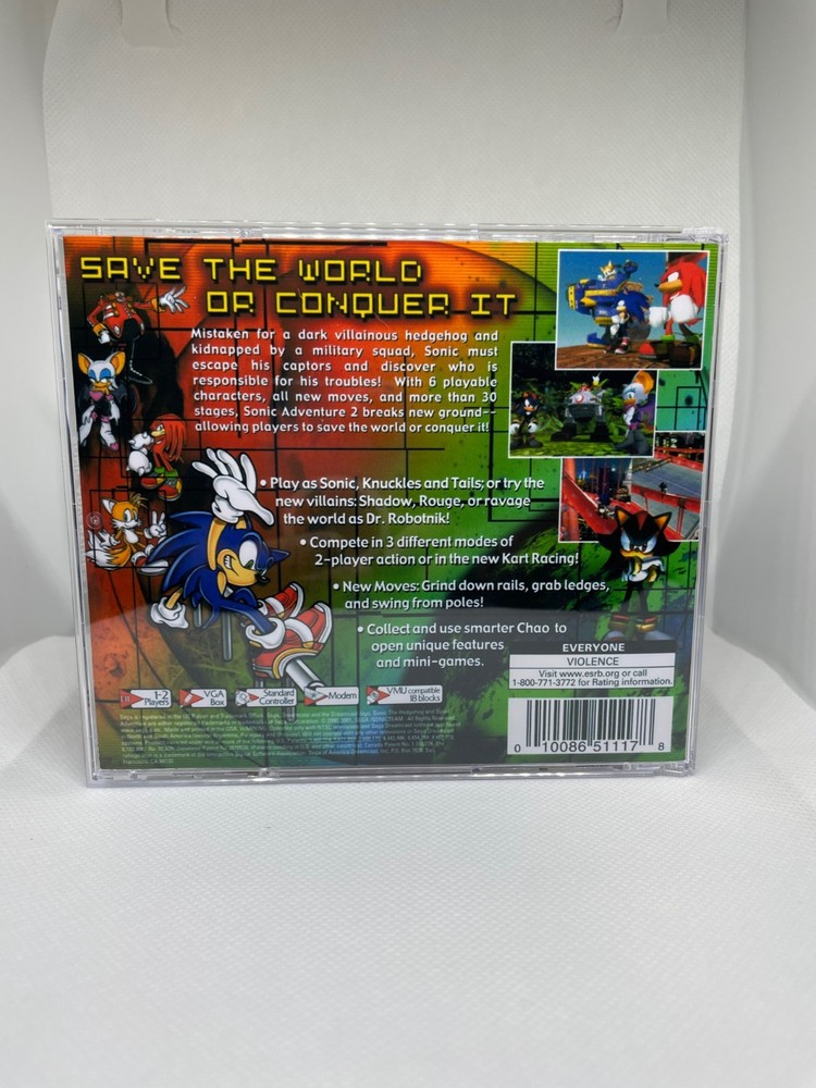 Sonic Adventure 2 Dreamcast Replacement Case - NO GAME NO MANUAL