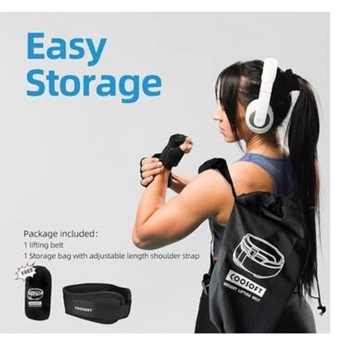 COOSOFT Weight Lifting Belt Medium Black Gym Workout Support Adjustable Strap