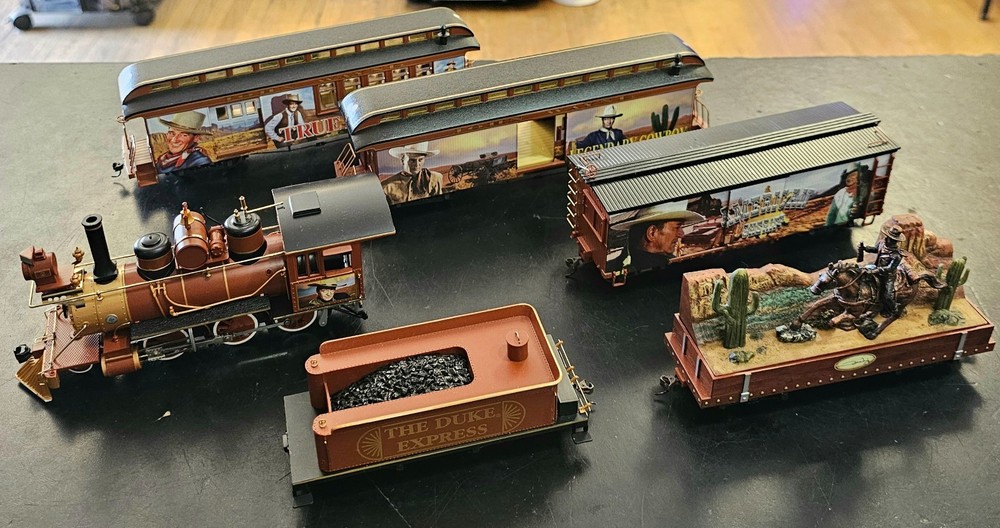 Hawthorne Village John Wayne Train AND Wolf Moonlight Express Train Set