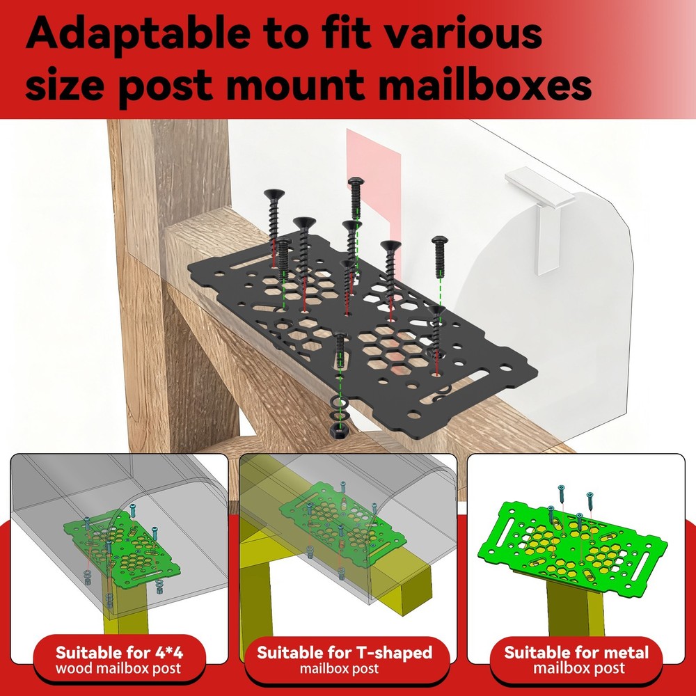 Mailbox Post Mount Bracket&Mailbox Flag, Heavy-Duty Plate for Post Mount Mailbox