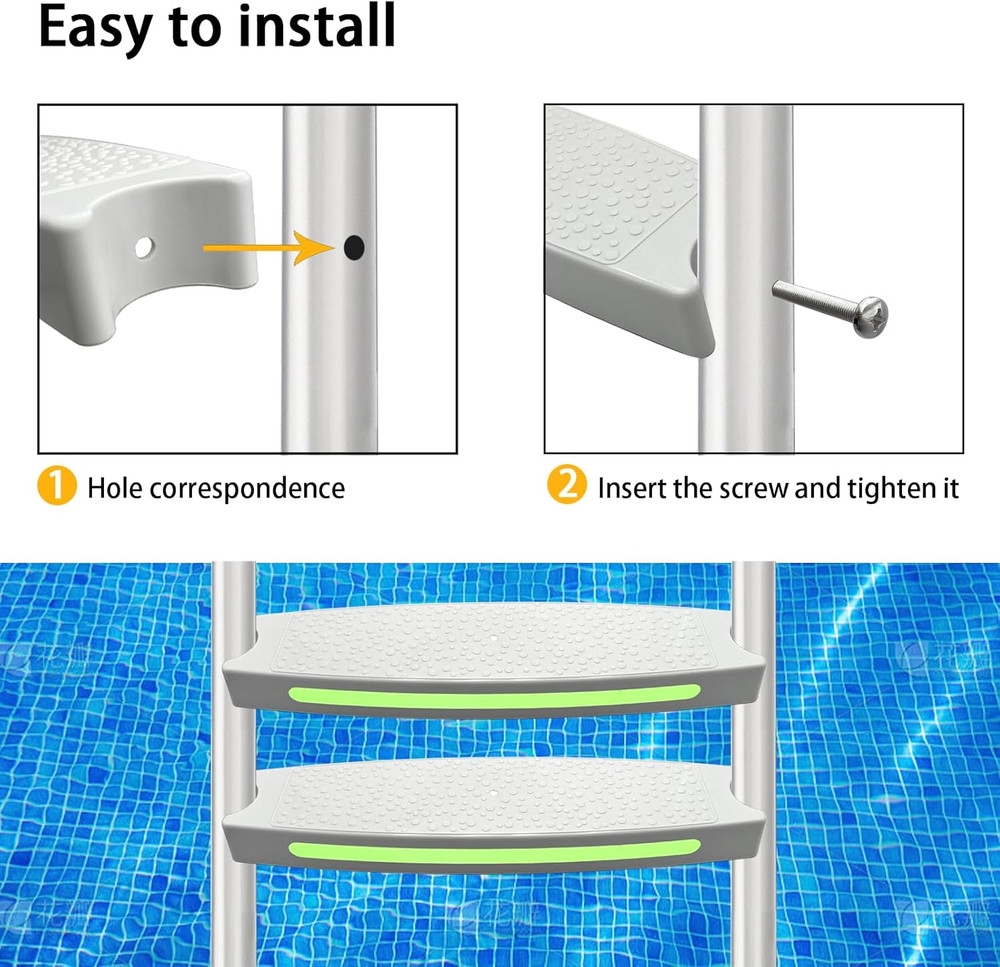 Pool Ladder Steps Replacement, 18" Universal Heavy Duty Pool Ladder Steps, Swimm
