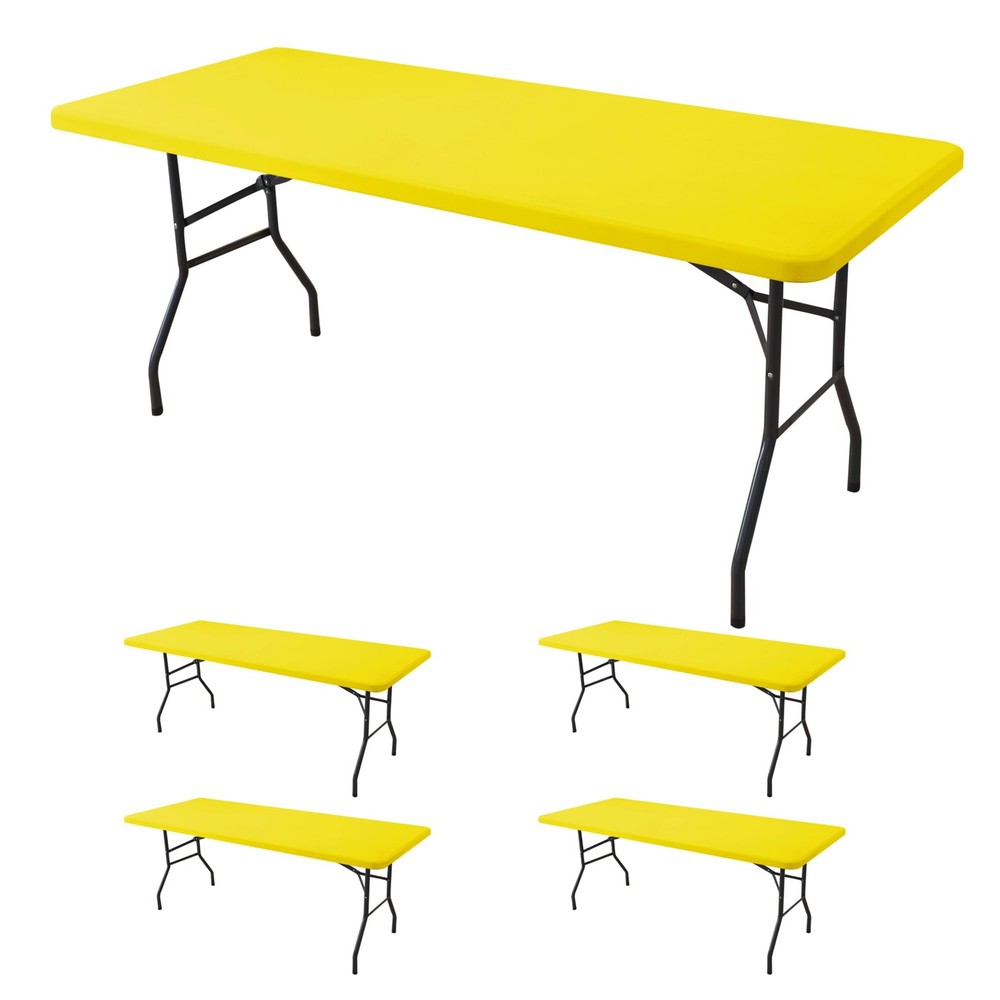 Enjoyidea Fitted Tablecloth for 6 Foot Rectangle Tables-4 Pack Yellow Elastic...