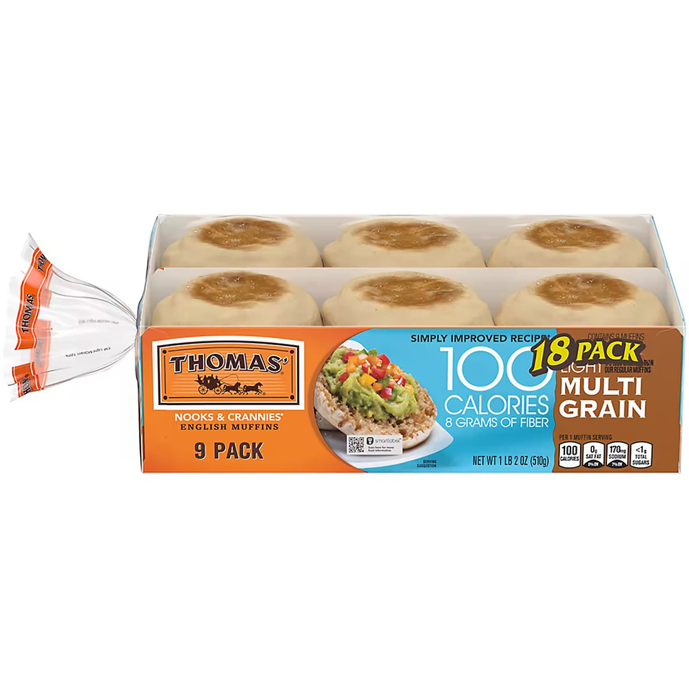 18 pack Thomas Light Multi-Grain English Muffins 36 oz - Always fresh