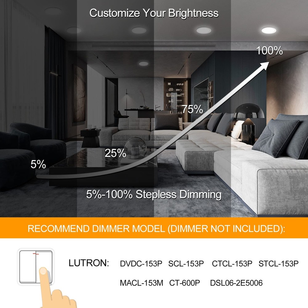 2PK 8" LED Recessed Light Ultra-Thin Ceiling Lighting Junction Box Dimmable CCT