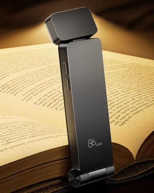 Book Light, Rechargeable Clip-On LED Reading Light for Bed & Night Use - Gray