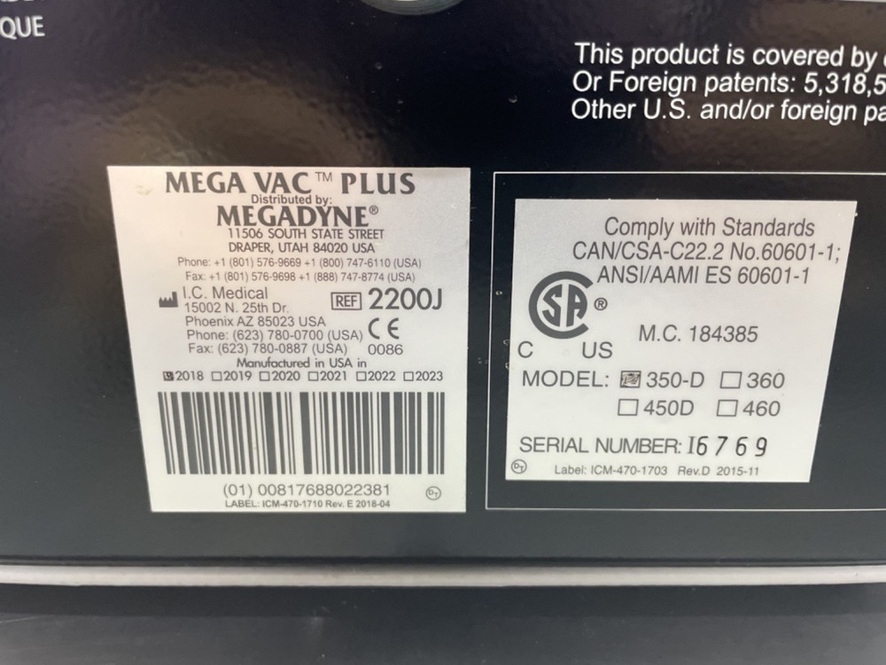MEGADYNE Mega Vac Plus 350-D Smoke Evacuator