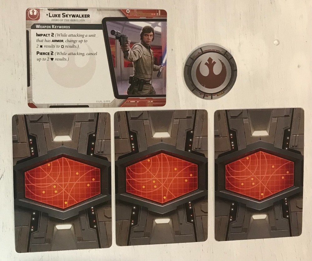 Star Wars Legion, Cmdr Luke Skywalker mini w/ unit & command cards & unit token