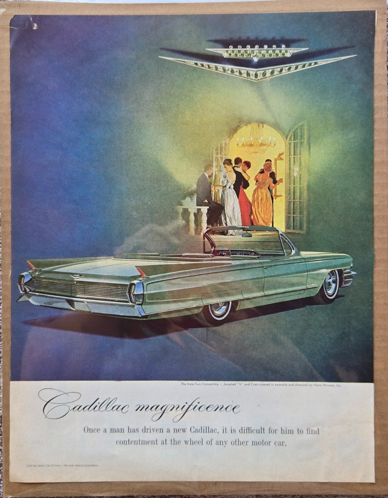 Vintage Cadilac Convertible Print Advertisement from 1962 Look Magazine