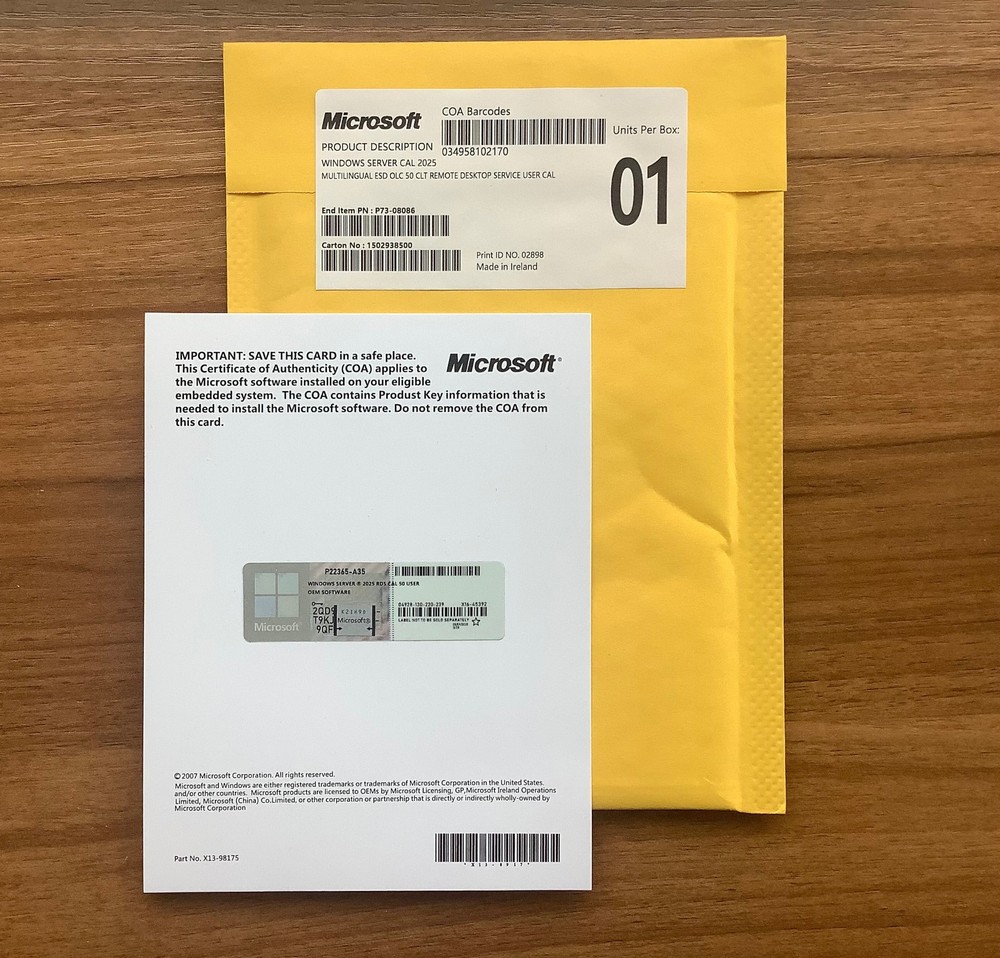 Windows Server 2025 [Remote Desktop Services] RDS 50 User CAL Package NEW