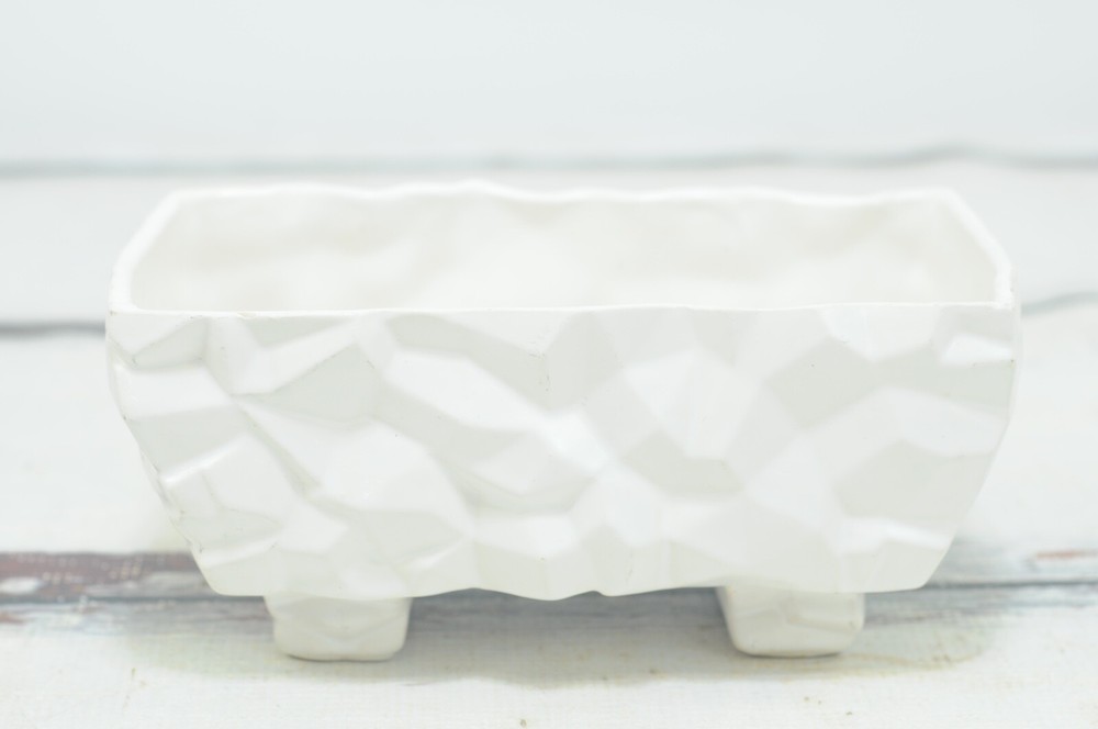 Vintage McCoy Geometric Pottery White Rectangular Window Box Planter Flower Pot